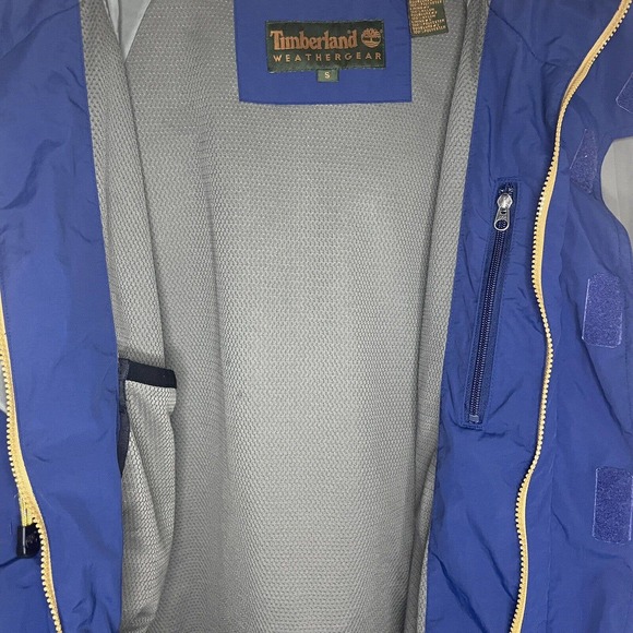 Timberland Mens Weather Gear Long Sleeve Jacket Blue Size S Hooded Rain Gear - Picture 5 of 12